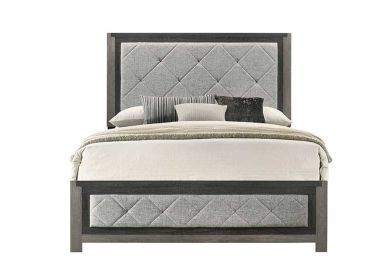 Jehoram Gray Linen & Gray Finish Eastern King Bed