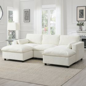 [VIDEO]86.5'' Chenille Modular Sectional Sofa with Storage Pockets, 5 Seat U Shaped Couch Set with Pillows,Free Combination