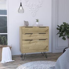 Augusta Dresser, Hairpin Legs, Three Drawers, Superior Top -Light Oak
