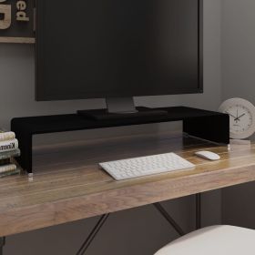 TV Stand/Monitor Riser Glass Black 31.5"x11.8"x5.1"