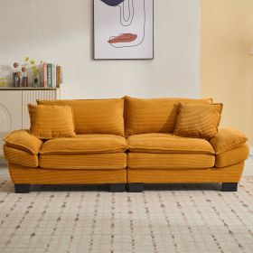 Corduroy Sofa Sleeper Couch Loveseat Sofa with Pillows Comfy Upholstered Deep Seat Sofa for Bedroom,Living Room,Apartment,Office,Dorm-Yellow Cord