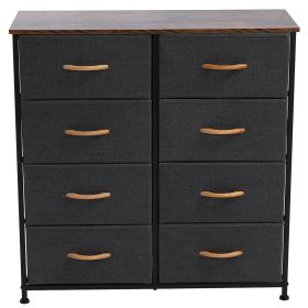 4-Tier Wide Drawer Dresser, Storage Unit with 8 Easy Pull Fabric Drawers and Metal Frame, Wooden Tabletop for Closets, Nursery, Dorm Room, Hallwa