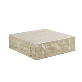 Fiberglass Square Center Coffee Table for Living Room 35.43'' Vintage Table,Imitation Stone Table front of the Sofa