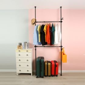 Telescopic Garment Rack, Heavy Duty Design Movable DIY By Hand No Damage to Wall Ceiling Hanging Rail, 31-47in Wide Adjustable, 120 Kilogram Load