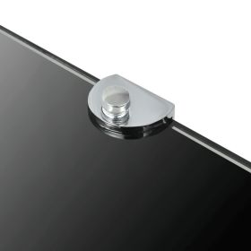 vidaXL Corner Shelf with Chrome Supports Glass Black 13.8"x13.8" (Option: as picture)