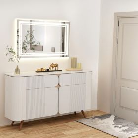 LED Bathroom Mirror With Lights Wall Vanity LED Mirror Stepless Dimmable, Double Front And Backlight, Anti-Fog, Memory Smart Mirror For Bathroom (Color: Silver)