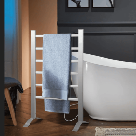 Electric Heated Towel Rack For Bathroom, Wall Mounted Towel Warmer, 6 Stainless Steel Bars Drying Rack (Color: Silver)