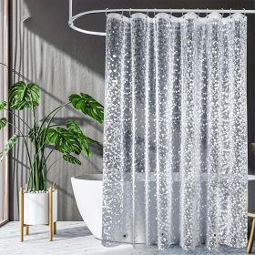 3D Pebble Pattern Shower Curtain In PEVA Durable Material, 71x71 Inches With Strong Magnets, Suitable For Shower Cabins And Bathtubs (Option: Shower curtain)