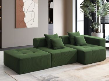 105.5''L Shaped Modular Sectional Sofa,Wide and Deep Seat,Minimalist Wrinkle-resistant Corduroy Couch,Full Compressed Cloud Couch for Living Room (Color: as Pic)