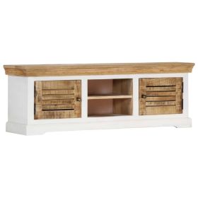 TV Stand 46.5"x11.8"x15.7" Solid Wood Mango (Color: White)