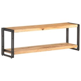 TV Stand 47.2"x11.8"x15.7" Solid Wood Acacia (Color: Black)