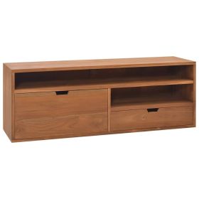 TV Stand 43.3"x11.8"x15.7" Solid Wood Teak (Color: Silver)