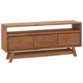 TV Stand 43.3"x11.8"x19.7" Solid Wood Teak (Color: Black)