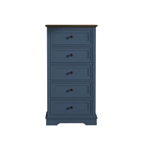 Tall Dresser for Bedroom with 5 Drawers for Closet, Chest of Drawers with Metal Handle (Color: Blue)