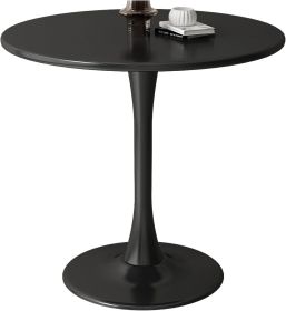 Black Round Table, Modern Dining Table, MDF Top and Steel Base Tulip Round Kitchen Table, Mid Century Coffee Table for Living Room 24 Inch (Color: as Pic)