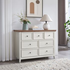 Modern 6 Drawers Dresser 6 Drawers Cabinet,Chest of Drawers Closet Organizers and Storage Clothes Storage Drawers Cabinet for Living Room (Drawer: 7, Color: Beige)