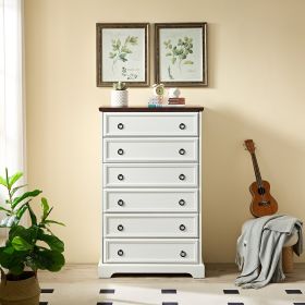 Modern 6 Drawer Dresser, Dressers for Bedroom, Tall Chest of Drawers Closet Organizers & Storage Clothes - Easy Pull Handle (Color: White, Material: MDF)