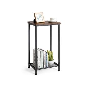 End Table with Metal Frame for Modern Living Room and Bedroom (Type: Side Table, Color: Brown)
