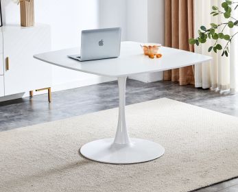 42.1" Table Mid-century Dining Table for 4-6 people With Round Mdf Table Top, Pedestal Dining Table, End Table Leisure Coffee Table (Shape: Square, Color: White)
