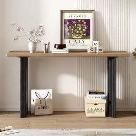 Uniquely Designed Console Table made of Fraxinus Mandschuric Solid Wood Veneer,with Distinctive Round Hollow Legs, Suitable for Foyer, Living Roo (Color: Natural, Material: MDF)