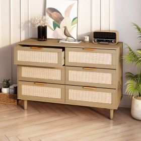6 drawers Rattan dresser Rattan Drawer, Bedroom,Living Room (Color: as Pic)