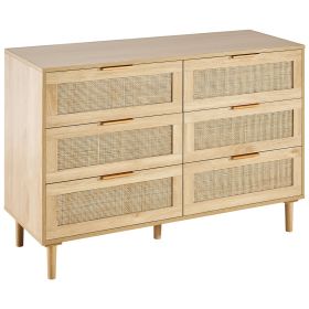 VEVOR 7 Drawer Rattan Dresser, Boho Dresser, Natural Rattan Chest of Drawers with Spacious Storage, for Bedroom, Living Room & Hallway (Color: Burlywood, number of drawers: 6 Draws)