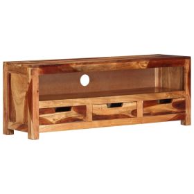 TV Stand 43.3"x11.8"x15.7" Solid Wood Acacia (Color: Brown)