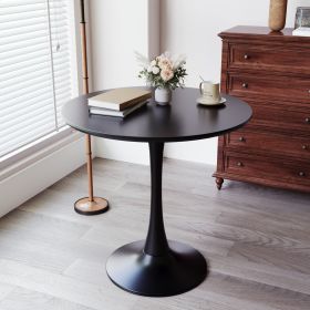 31.5" White Round Dining Table, Tulip Table Kitchen Dining Table 2-4 People with MDF Table Top & Pedestal Base (Color: Black)