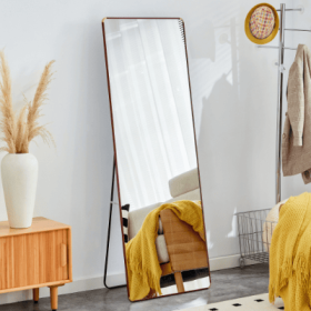The 4th Generation Floor Standing Full-length Mirror. Wall Mirror, Bathroom Makeup Mirror, Bedroom Foyer, Clothing Store, Wall Mounted. 65 X 23.2 (Option: Transparent)