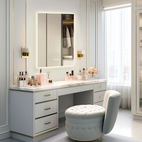 LED Bathroom Mirror Bright Backlight, 5 Mins Defog, Full HD Reflected Wall Mounted Vanity Mirror, 3 Colors Stepless Dimmable, CRI90, Memory Funct (Color: Silver)